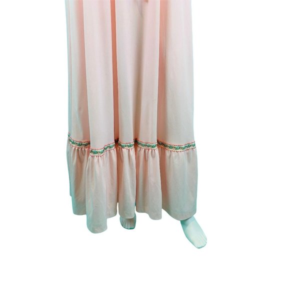 Vintage 70s Maxi Dress Womens S Light Pink Accordion Pleat Flutter Bodice Vicky - Picture 6 of 10